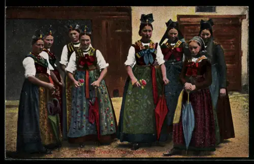 AK Oberseebach, Elsässerinnen in Tracht