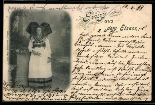 AK Frau in elsass-lothringischer Tracht