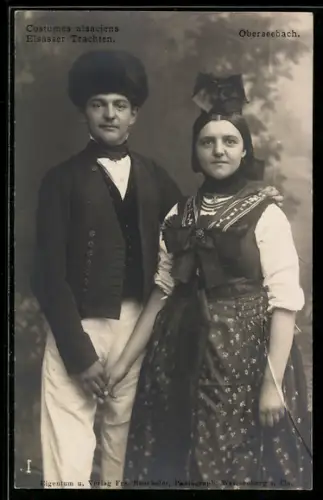 AK Paar in elsass-lothringischer Tracht