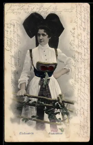 AK Frau in elsass-lothringischer Tracht