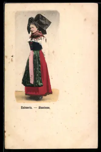 AK Hübsche Frau in elsass-lothringischer Tracht