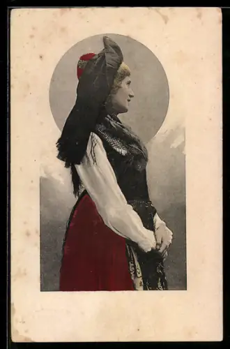 AK Frau in elsass-lothringischer Tracht im Profil