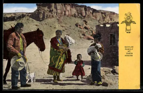 AK Navajo Family at their Hogan