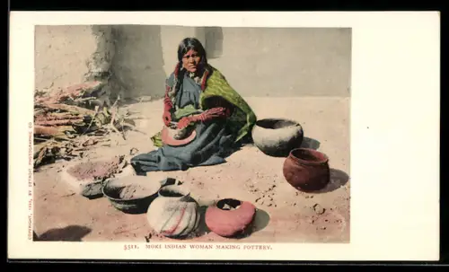 AK Moki Indian Woman making pottery