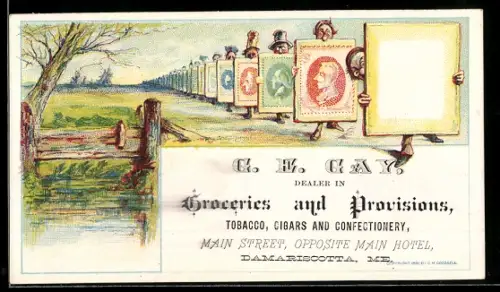 Vertreterkarte Damariscotta /Me., G. E. Gay, Dealer in Grocieries and Provisions, Main Street