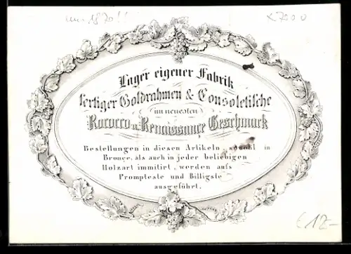 Vertreterkarte Leipzig, Berliner Meubles-Handlung J. D. Engelmann, Petersstrasse 13