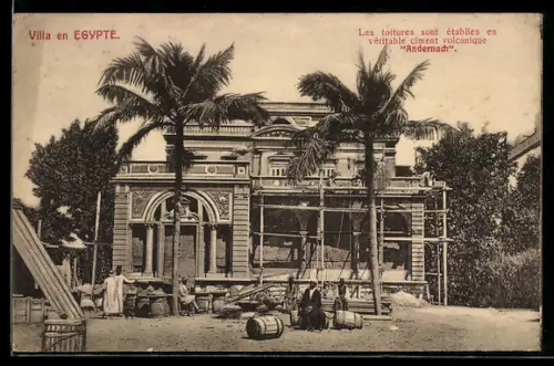 Vertreterkarte Anvin /Pas-de-Calais, A. W. Andernach, Usine de véritable ciment volcanique Andernach, Villa en Egypte