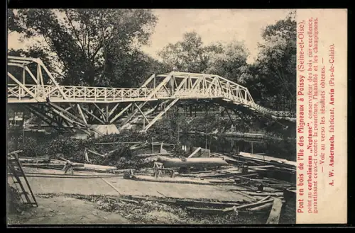 Vertreterkarte Anvin /Pas-de-Calais, A. W. Andernach, Fabricant de cabrolinéum Neptune, Pont en l`Ile de Migneaux