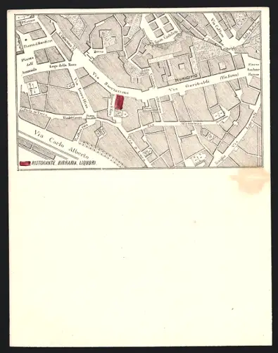Vertreterkarte Genova, Birrara, Ristorante Svizzero, Tenuto da T. Spiess, Via Nuovissima