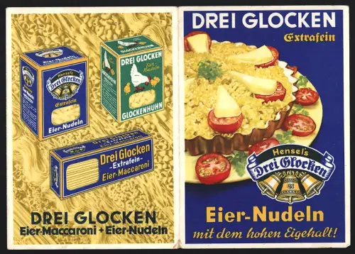 Vertreterkarte Weinheim /Bergstrasse, Drei Glocken, Erste Badische Teigwarenfabrik Wilhelm Hensel GmbH