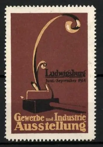 Reklamemarke Ludwigsburg, Gewerbe und Industrie Ausstellung 1914, Hobel