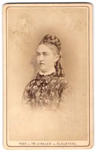 Fotografie Fr. Zirkler, Clausthal, Porträt einer Frau mit eleganter Frisur