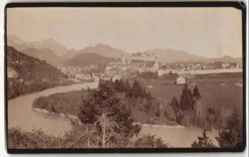 Fotografie O. v. Zabwesnig, Lindau, Ansicht Füssen, Panoramablick mit Fluss, Trockenstempel