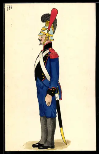 Handzeichnung Soldat des Napoleonischen Heers in Uniform