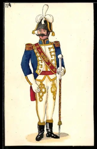 Handzeichnung Napoleonisches Heer, Major. Grenond zu Fuss, Soldat in Uniform