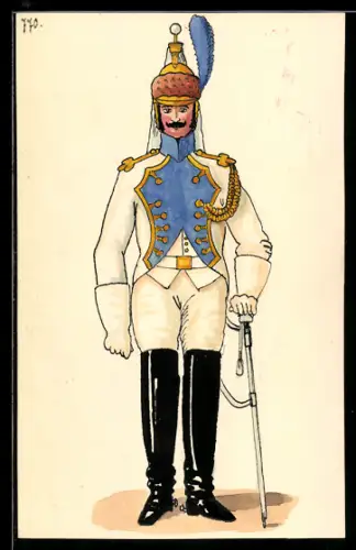 Handzeichnung Napoleonisches Heer, Dragoner in Uniform