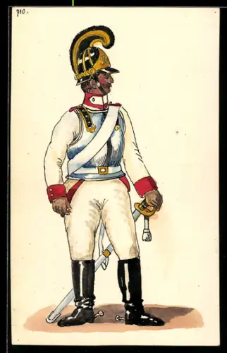 Handzeichnung Soldat in Uniform mit Brustpanzer