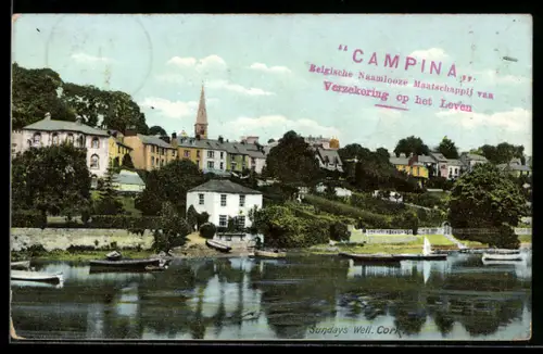 AK Sundays Well /Cork, Ortspanorama vom Wasser aus