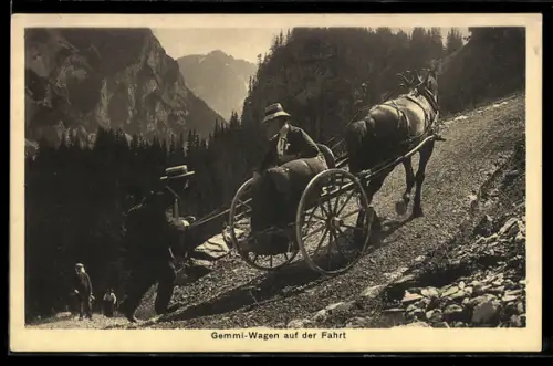 AK Kandersteg, Gemmi-Wagen auf der Fahrt