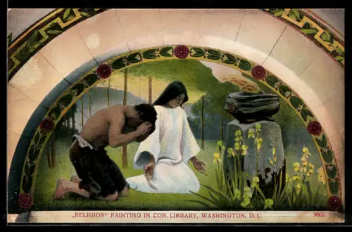 AK Washington D.C., Religion painting in Con. Library, Man and woman praying