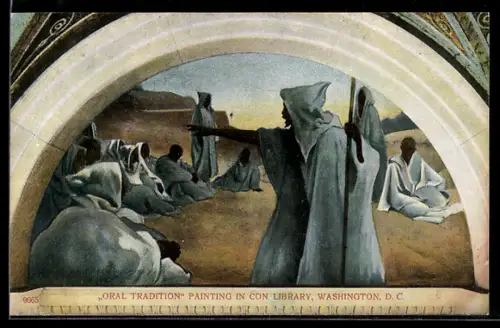 AK Washington D.C., Oral tradition painting in Con. Library, Preacher speaking to a crowd