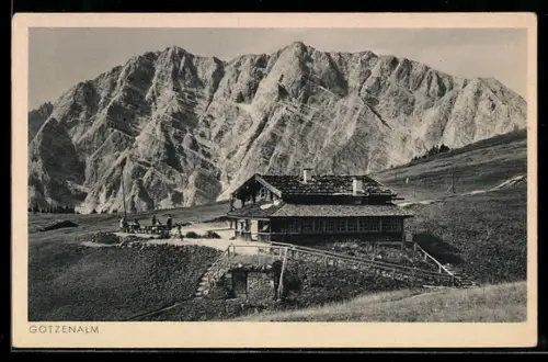 AK Strub, Berggasthof Gotzenalm mit dem Watzmann