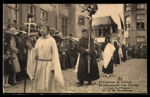 AK Furnes / Veurne, Procession, la chute de l`homme, Boetprocessie, De Val des Menschdoms