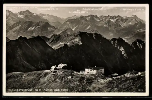 AK Edmund Probsthaus mit Aussicht nach Süden, Berghütte