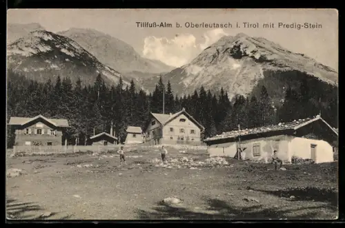 AK Oberleutasch in Tirol, Tillfuss-Alm mit Predig-Stein