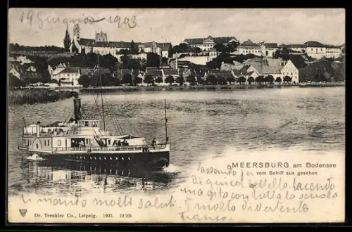 AK Meersburg am Bodensee, Ansicht vom Schiff, Altstadt, Schloss