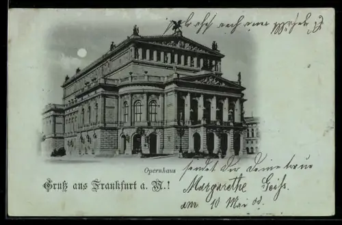 Mondschein-AK Frankfurt a. M., Opernhaus