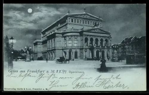 Mondschein-AK Frankfurt a. M., Opernhaus