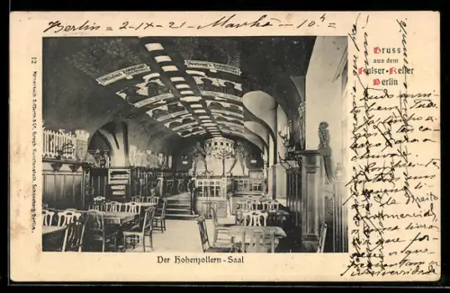 AK Berlin, Gaststätte Kaiser-Keller, Hohenzollern-Saal
