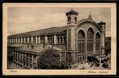 AK Berlin, Stettiner Bahnhof aus der Vogelschau, Invalidenstrasse