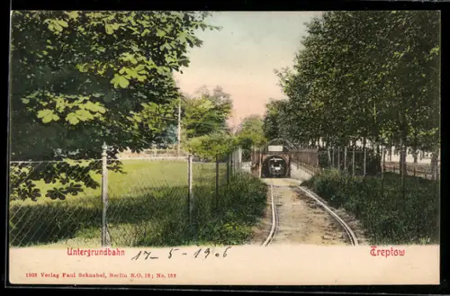 AK Treptow, Untergrundbahn im Tunnel