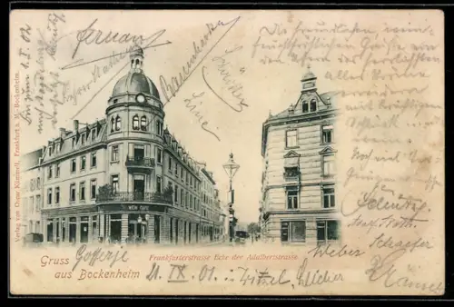 Lithographie Bockenheim, Frankfurterstrasse Ecke Adalbertstrasse, Café