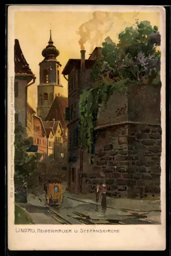 Künstler-AK sign. Ottmar Zieher: Lindau, Heidenmauer, Stephanskirche