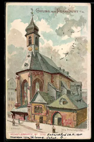 Künstler-AK sign. R. Werner: Frankfurt a. M., Alte Peterskirche