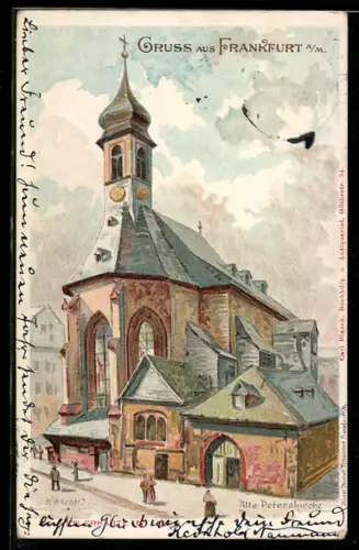 Künstler-AK sign. R. Werner: Frankfurt a. M., Alte Peterskirche