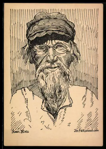 AK Älterer Russe mit Vollbart und Brille