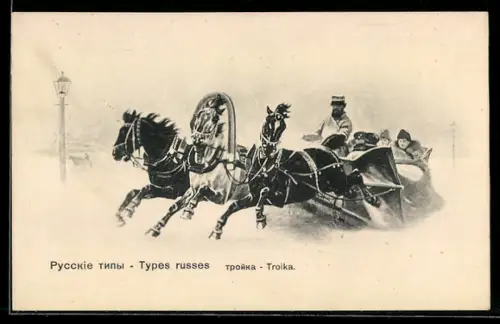 AK Types russes, Russe mit einem Pferdeschlitten