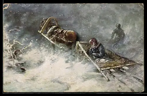 AK Russin ist mit Pferdeschlitten im Schnee steckengeblieben