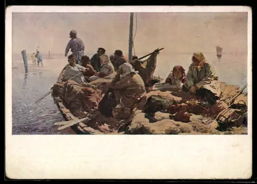 AK Russen im Boot auf der Oka, 1890