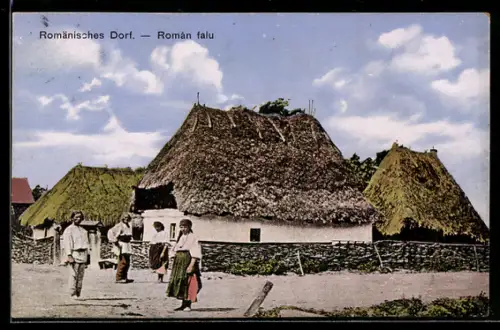 AK Bauern in einem rumänischen Dorf