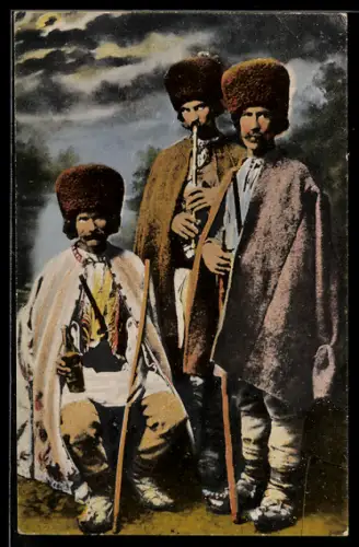 AK Portrait rumänischer Männer in Landestracht