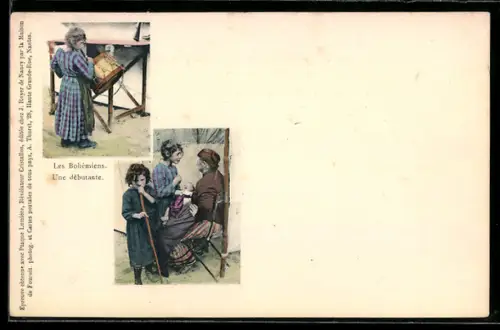 AK Mädchen mit Trommeln, Dame mit drei Kindern