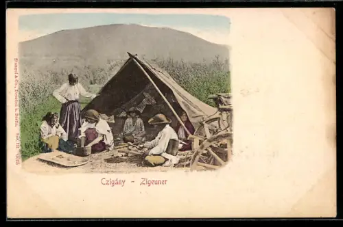 AK Sinti und Roma / Zigeuner-Gruppe be ihrem Zelt