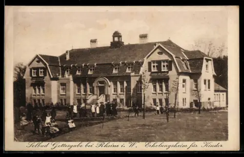 AK Rheine, Solbad Gottesgabe mit Kindern im Garten