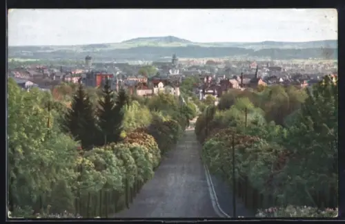 AK Bayreuth, Blick vom Festspielhügel aus