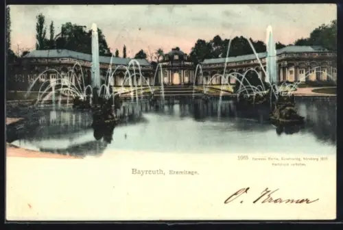 AK Bayreuth, Eremitage mit Springbrunnen